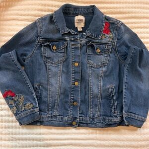 Jean jacket with Rose embroidery